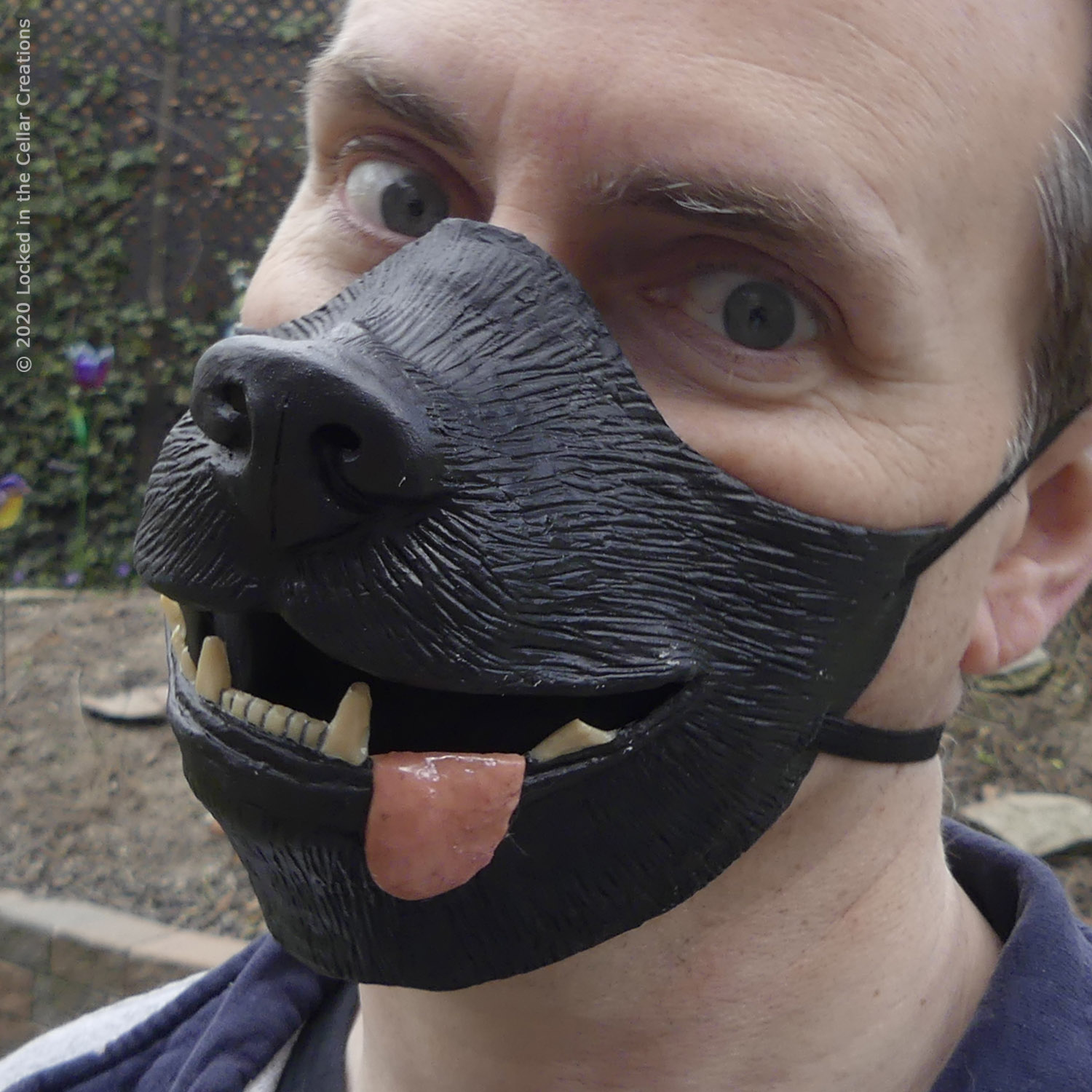 Dog mask black brian Locked in the Cellar Creations
