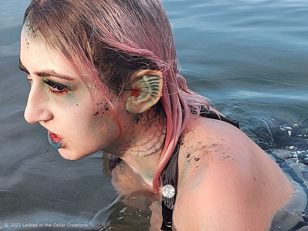 Close up of a siren makeup for a music video